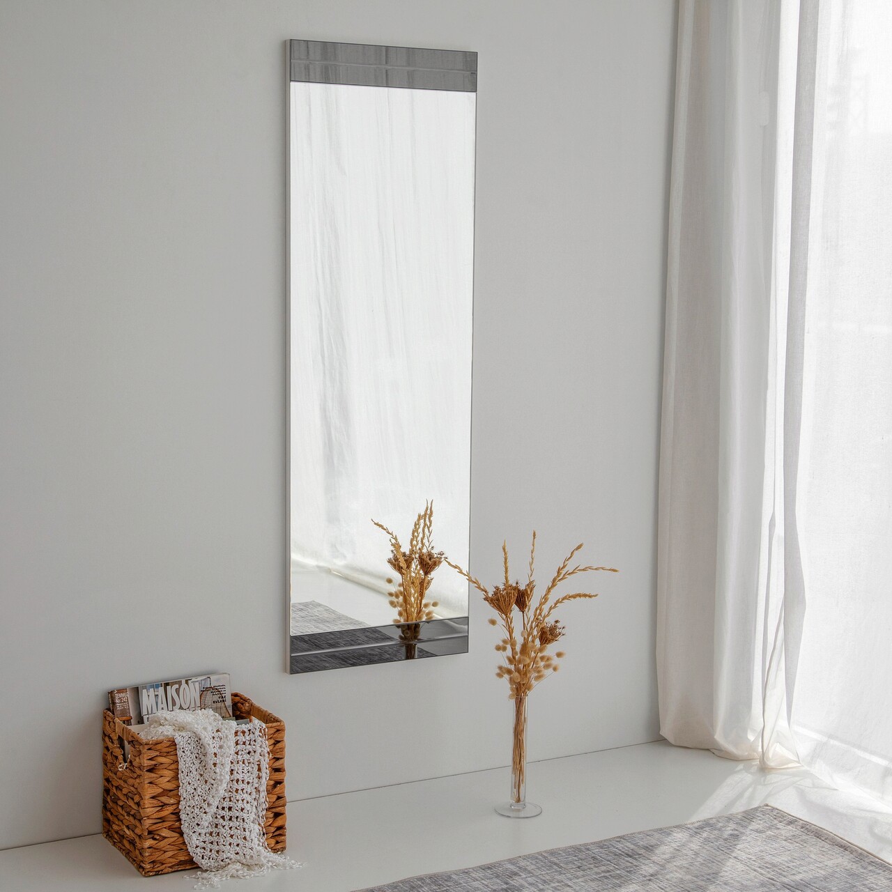 Oglinda decorativa, Hanah Home, A350, 40x120x2.2 cm, Alb - imagine 5
